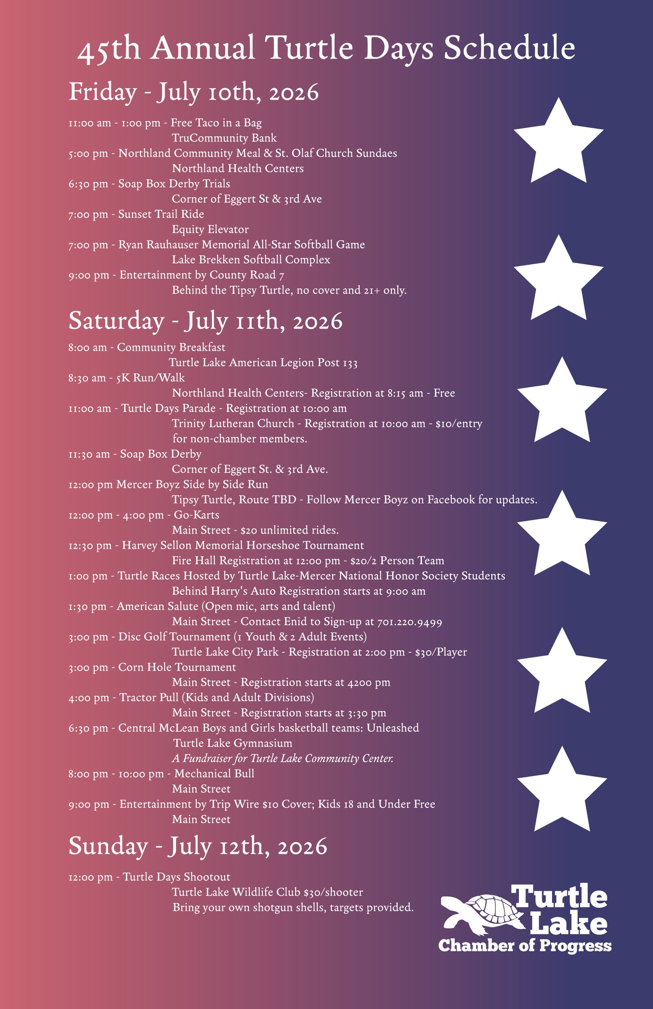 Turtle Days 2026 Schedule